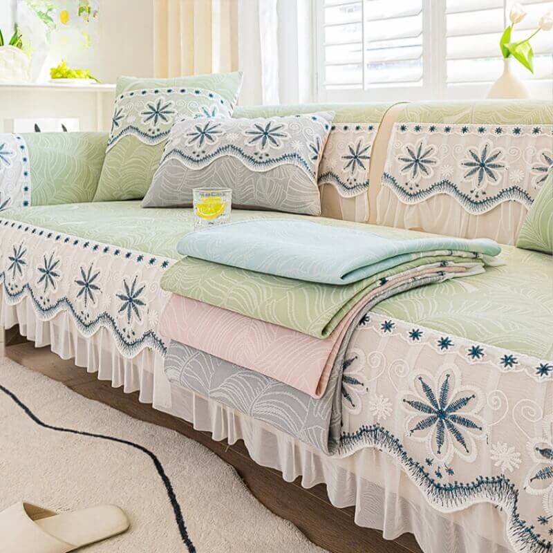 Small fresh summer new ice silk non-slip sofa cover cover cloth towel