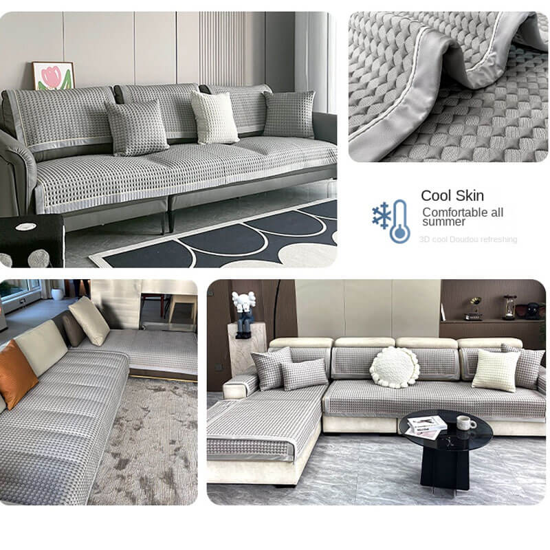 Cooling DouDou Ice Silk Sofa Cushion, Summer Edition Cool Seat Pad, Non-slip Sofa Cover - Bestselling for Summer 2023.