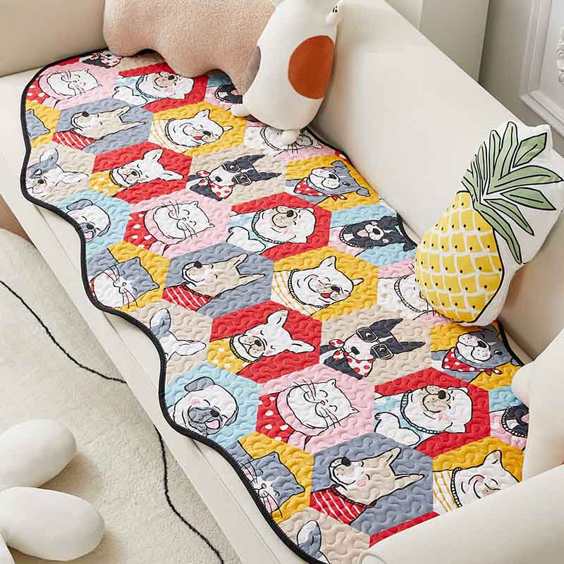 Funny Cotton Protective Couch Cover - Dog & Cat Puzzle