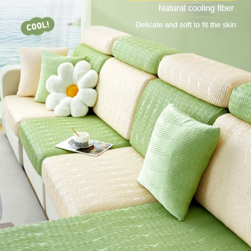 Simple modern summer non-slip ice silk sofa cover, living room decoration