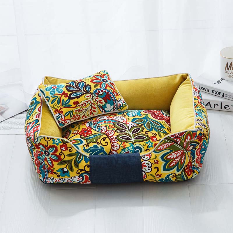 Rectangular Creative Floral Dog Bed