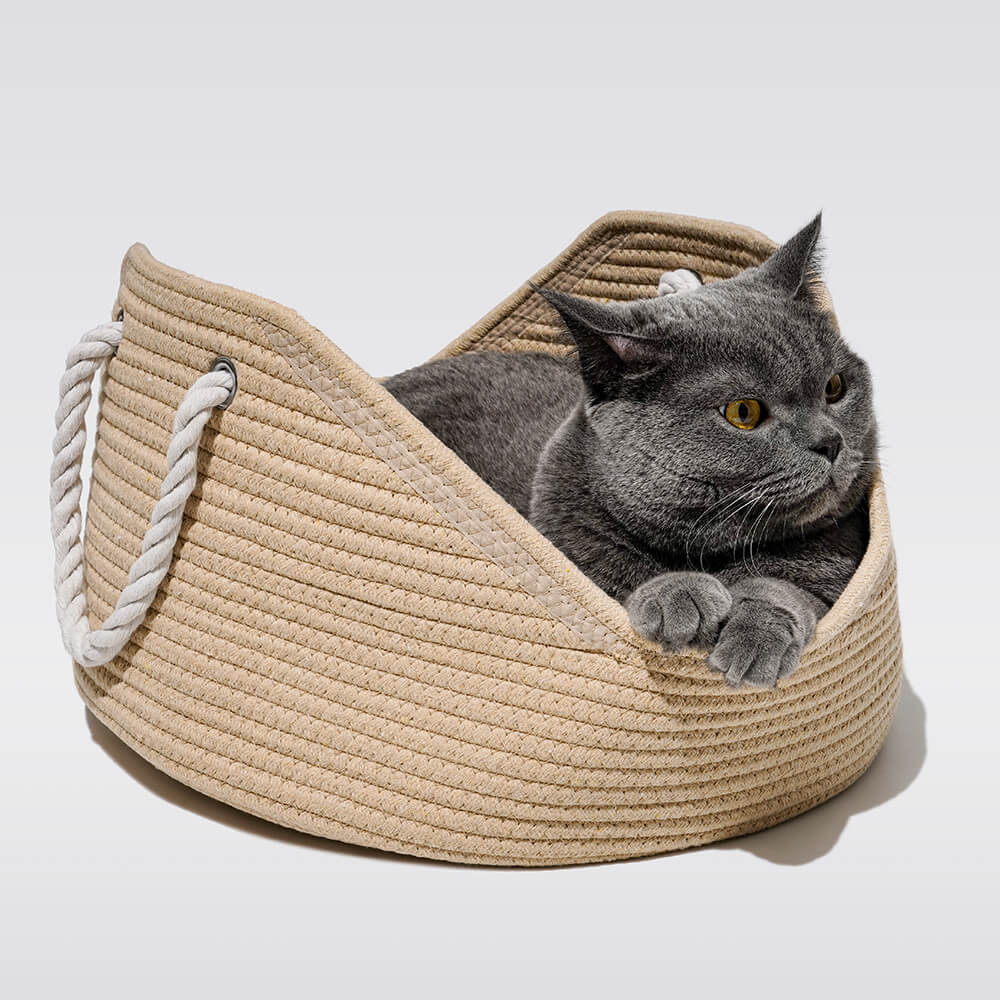 Straw Durable Handmade Cradle Pet Cat Bed