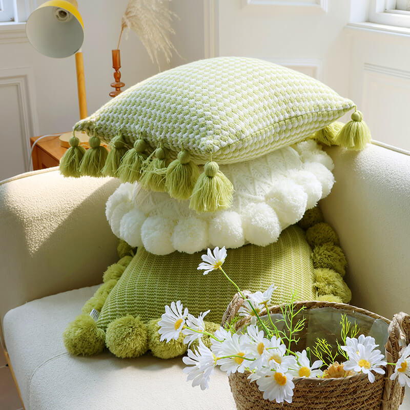 Knitted tassel small fresh pillow living room bedside lumbar support