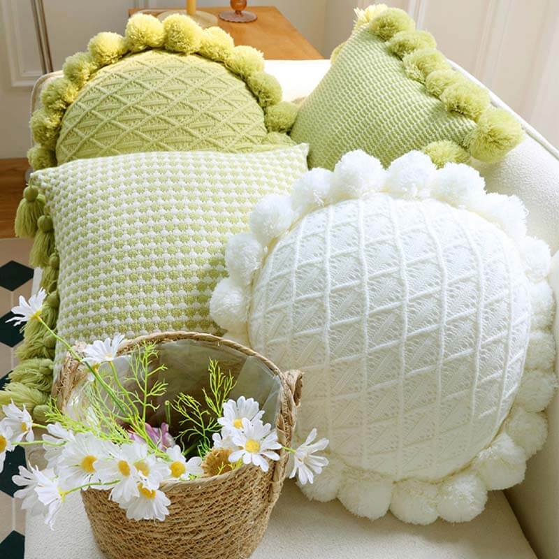 Knitted tassel small fresh pillow living room bedside lumbar support