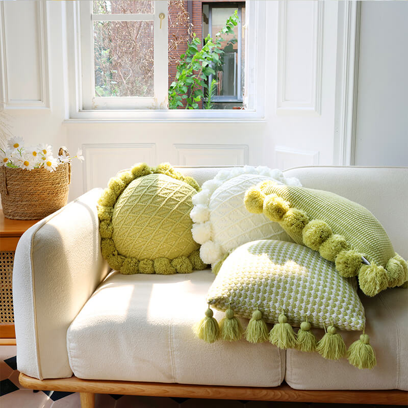 Knitted tassel small fresh pillow living room bedside lumbar support