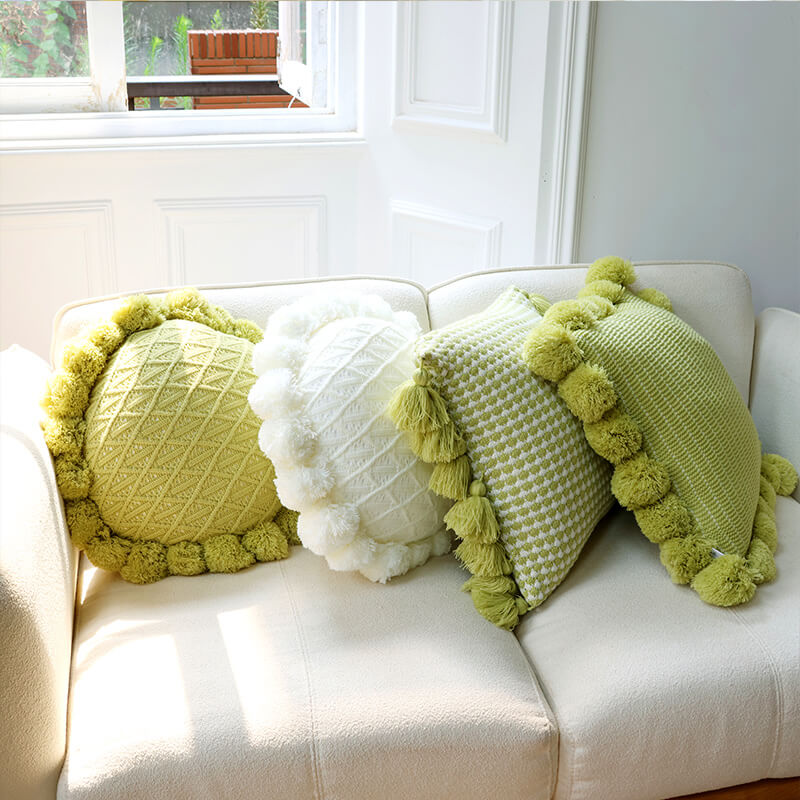 Knitted tassel small fresh pillow living room bedside lumbar support