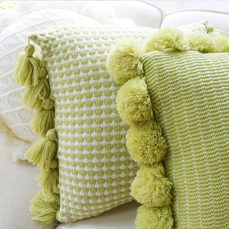 Knitted tassel small fresh pillow living room bedside lumbar support