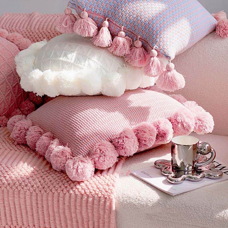 Knitted tassel small fresh pillow living room bedside lumbar support