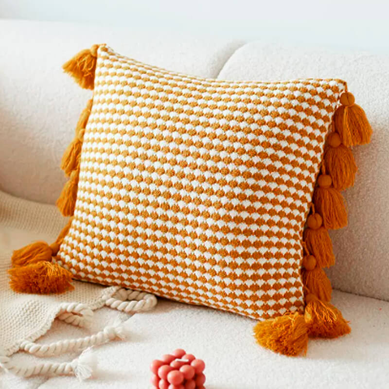 Knitted tassel small fresh pillow living room bedside lumbar support