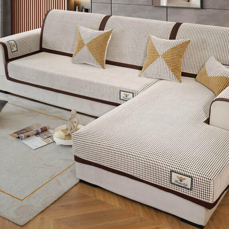 Soft corn velvet sofa cushion without pillingMachine washableL-shaped sofa